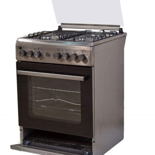 BJS 60cmx60cm 3G+1E Standing Cooker, With Oven Fan, Silver